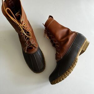 L.L. Bean Bean Boots Tall Duck Boots 10 Eye Waterproof Brown Mens Size 11